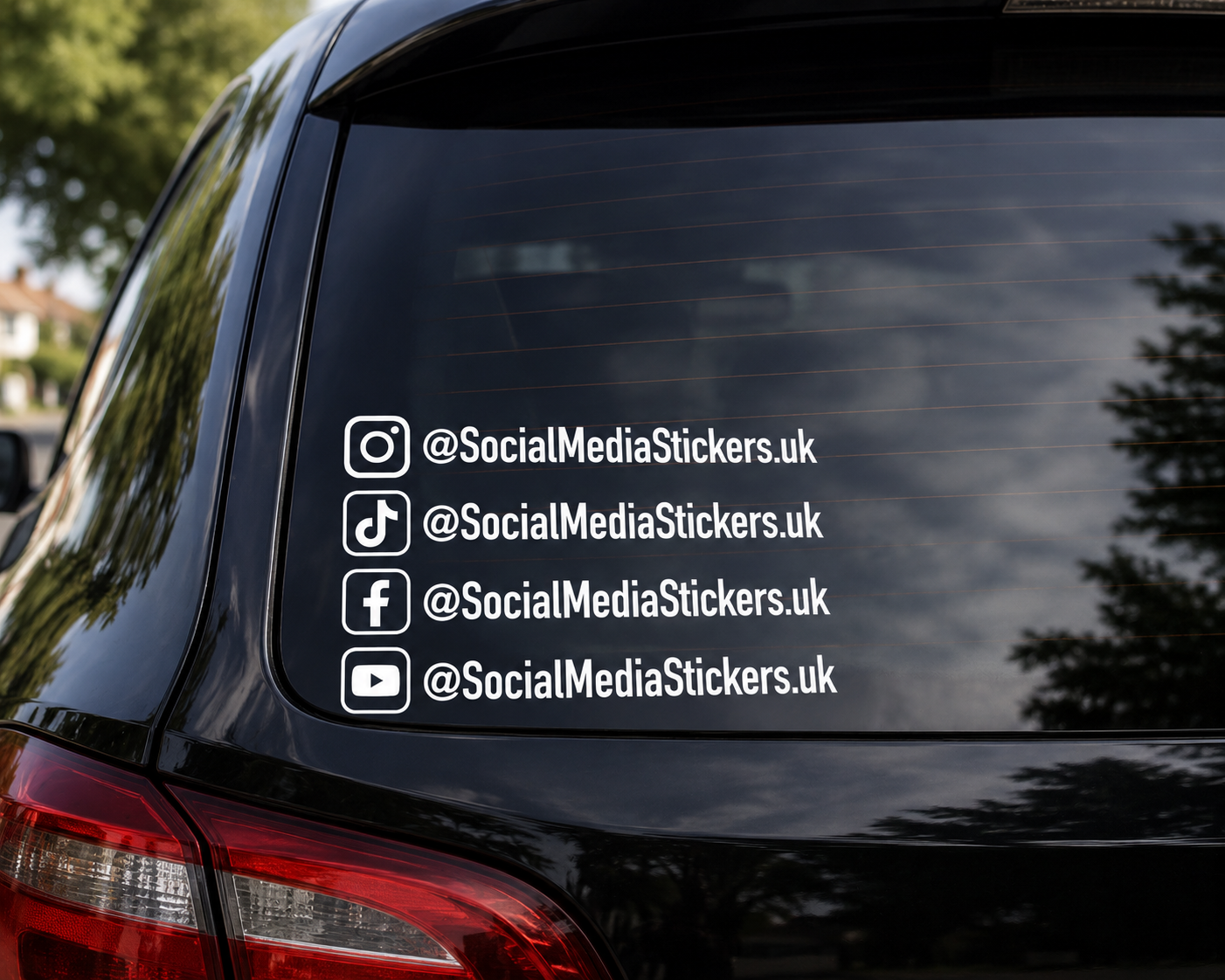 Vinyl cut social media sticker example on a car